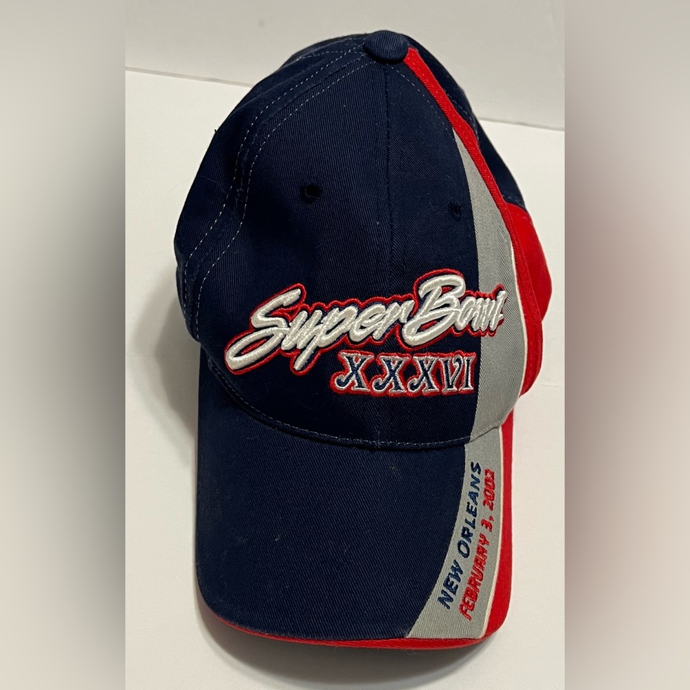 Super Bowl XXXVI Vintage NFL New Orleans 2003 Red, Blue,gray Cap One Size Cotton